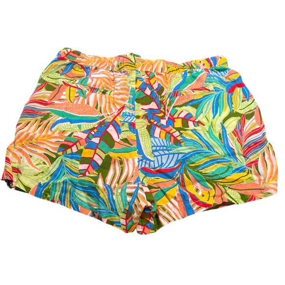 C&C California Womens XL 100% Linen Tropical Print Elastic Waist Shorts - Picture 7 of 7